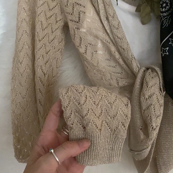 • § Millennium Glitter Cardigan • Mango Gold Stitch Sweater § • - Picture 3 of 5